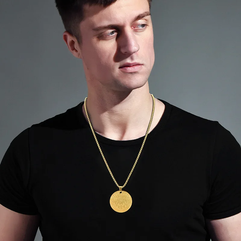 Круглый кулон из титановой стали, изысканное длинное колье, модное, подходит для мужчин и женщин.
