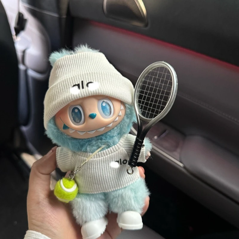 

Only Clothes for Labubu 17cm Doll Tennis Sport Outfit Tennis Racket Tennis Ball and Shoes Outfits Accessories Without Dolls