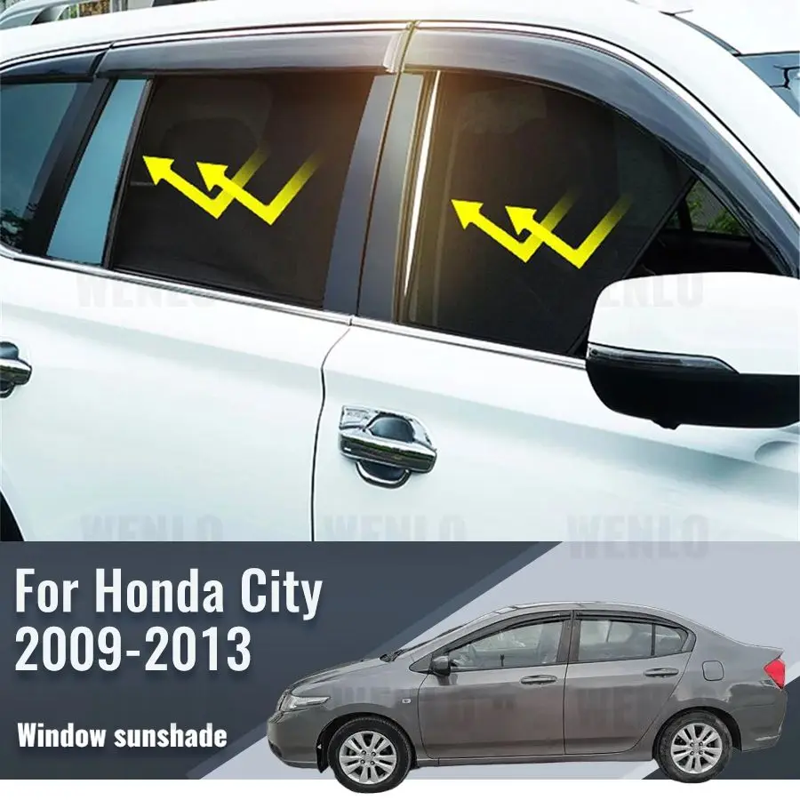 For Honda City 2009-2013 Magnetic Car Window Curtains Solar Sunshield Shadow Mesh Glass Shading Sun Protection