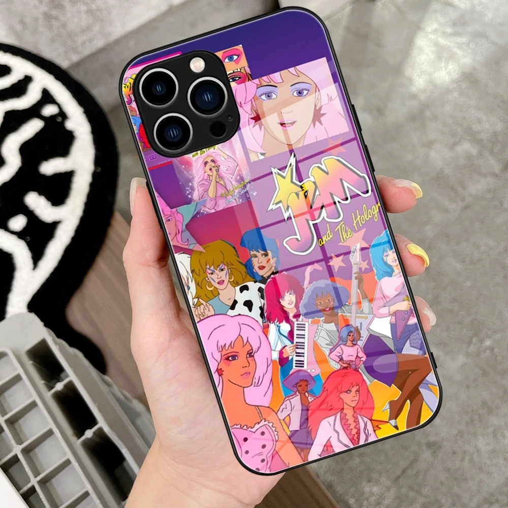 Jem and The Holograms Glass phone case For iPhone 16 Promax 15 Pro 14 Plus 13 Pro 12 mini Samsung S24 S23 A55 Black Covers