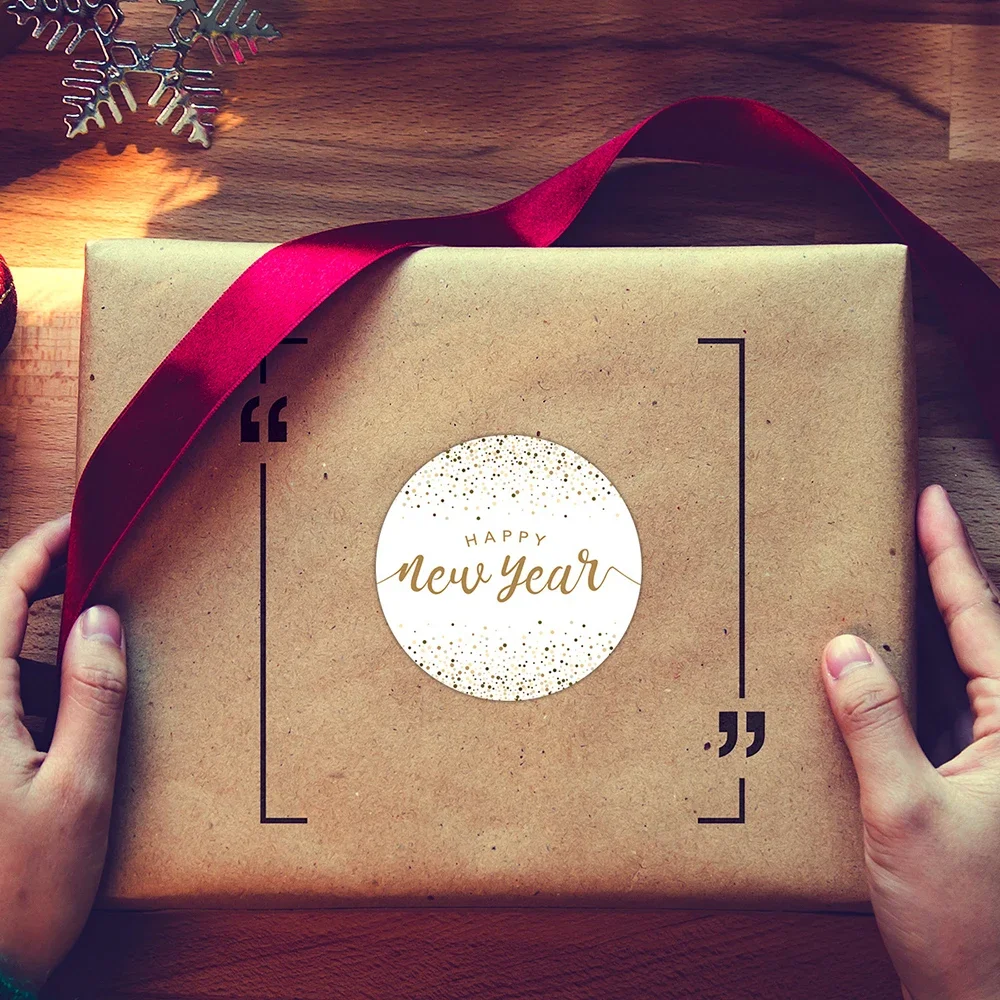 90Pcs 2024 Happy New Year Stickers Round Adhesive Label Sticker DIY Gift Box Decoration Sealing Stickers