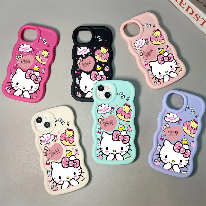 Cute Cake Hello Kitty Pink Case For Xiaomi Redmi Note 13 12 11 Pro Max Plus 12S 11S 10 10S 9 9S A3 14C 13C 12C 13 12 10C Cover