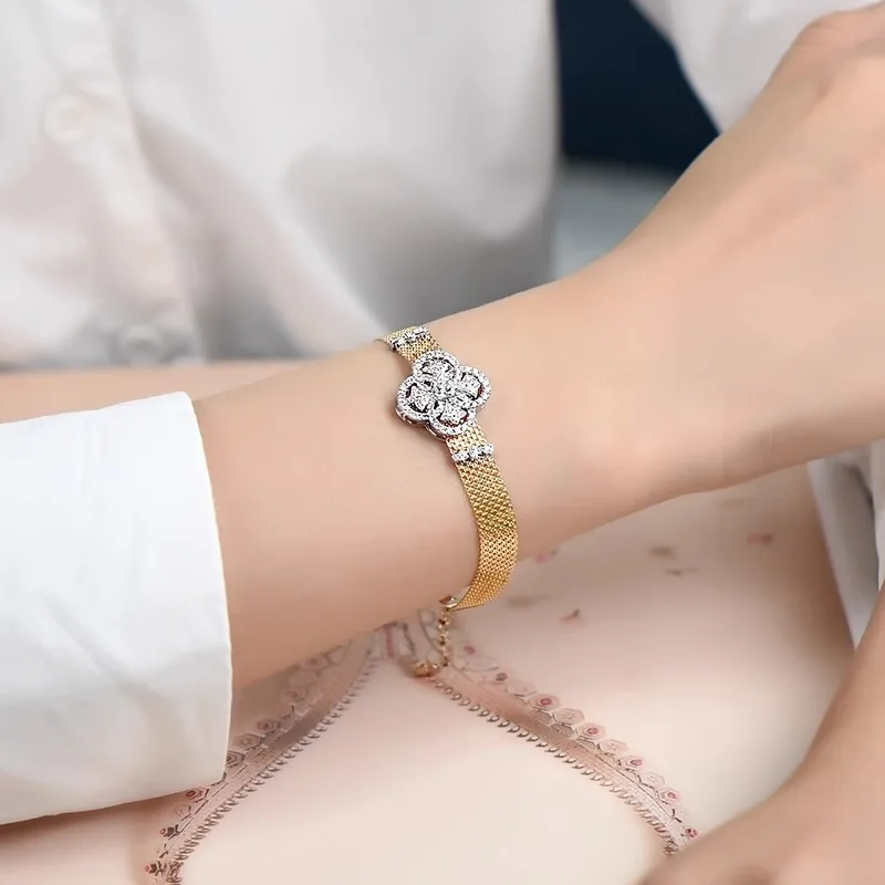 Women's Vintage Luxury Jewelry Italian Lace Craft Retro Palace Style Bracelet High-end Two-color Accessories Party Holiday Gift