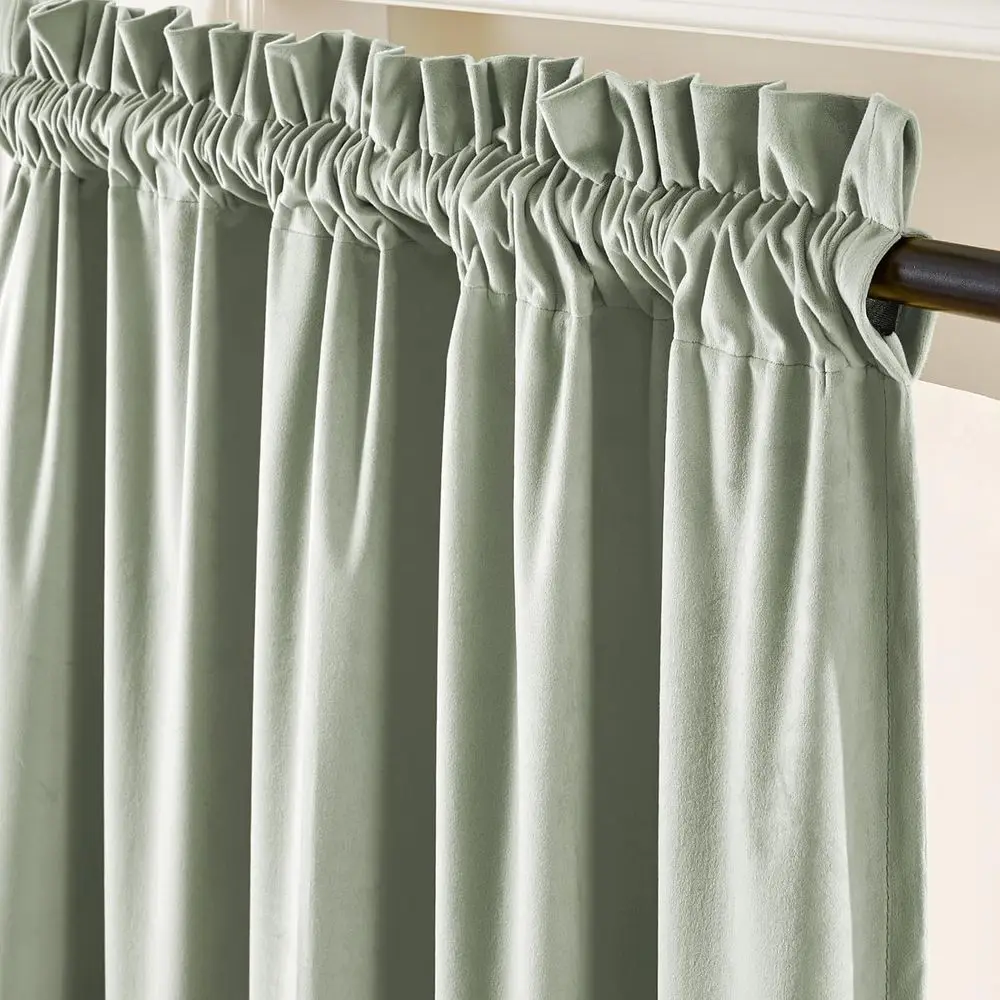 ستائر مخملية معزولة حراريًا 108 فاخرة باللون الرمادي المريمية، مجموعة مكونة من لوحتين لغرفة النوم/غرفة المعيشة