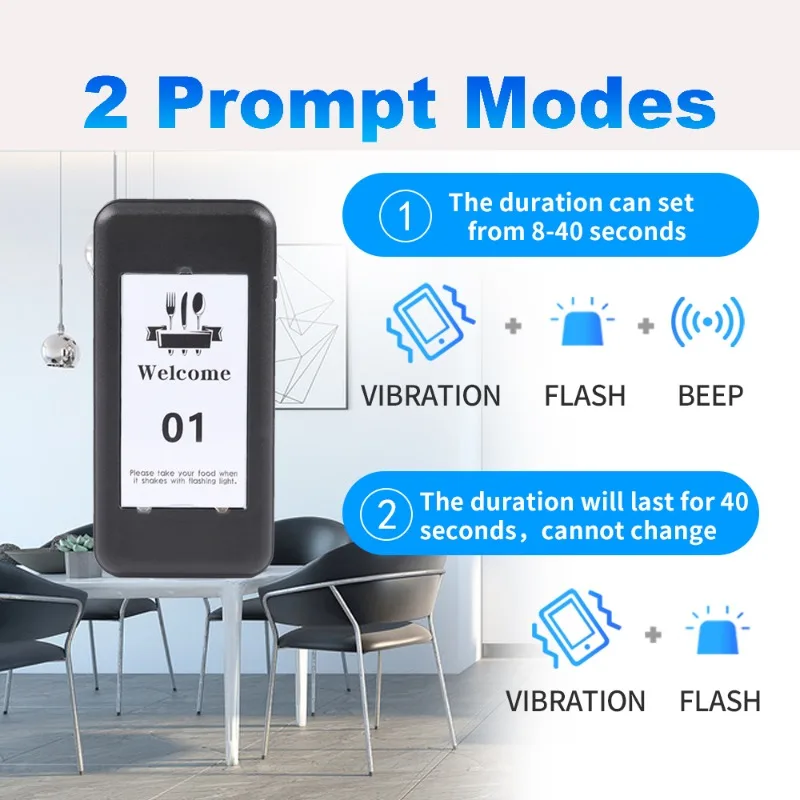 Wireless Restaurant Pager System Black Touch Panel Wireless Calling System for Coffee Shop Restaurant