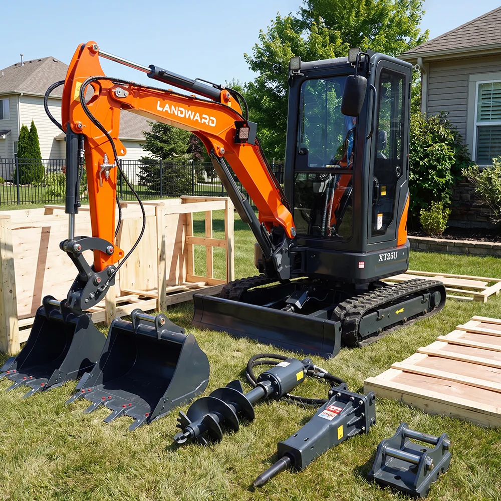 Mini Excavadora de 2.5 Toneladas para Jardín y Granja con Accesorios, Personalización Económica, Envío Gratuito, Excavadora para Construcción e Ingeniería