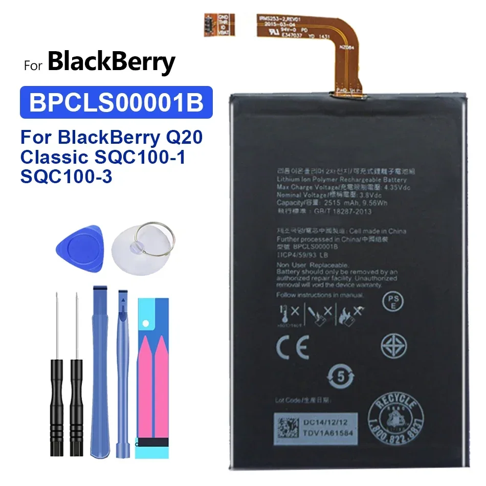 Battery for BlackBerry Q20 Q 20 Classic, BPCLS00001B, 2515mAh, SQC100-1, SQC100-3