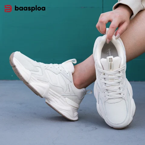 Baasploa/женская повседневная обувь, удобные кожаные прогулочные кроссовки для женщин, однотонная модная спортивная обувь, нескользящая увеличивающая рост