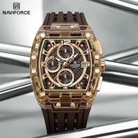 Relojes NAVIFORCE de alta calidad para hombre, correa de sílice, reloj deportivo resistente al agua hasta 50M, cronógrafo informal con indicador de fecha de cuarzo para hombre
