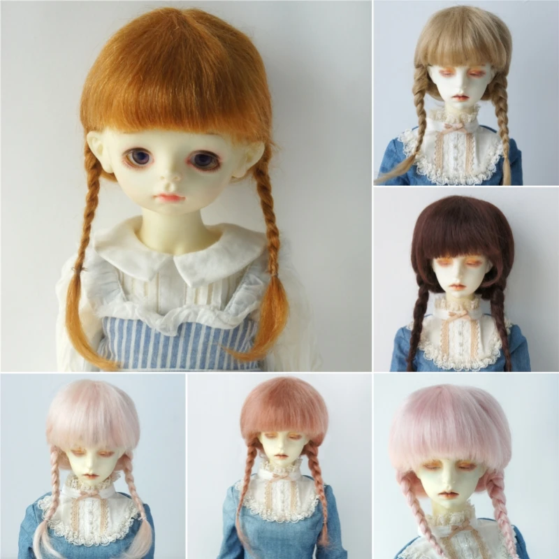 1/6 1/4 1/3 YOSD MSD SD  Mohair Doll Wigs  JD018 6-7inch 7-8inch 8-9inch  Anna Double Braid  BJD Hair  Country Girl Wig Styles