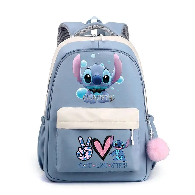 Lilo And Stitch School Backpack Travel Solid Color Backpack Teenager Girl Boys Laptop Multi-Function Backpack Mochila