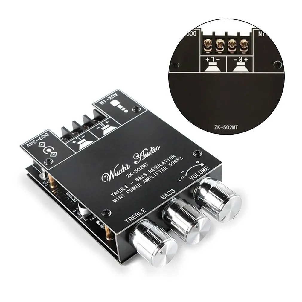 ZK-502MT 50W*2 Stereo Audio Module Wireless Treble And Bass Adjustment Audio Digital Power Amplifier Board Module Dropshipping