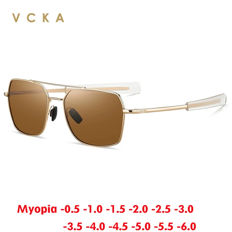 

VCKA Classic Men Polarized Myopia Prescription Sunglasses Fashion Big frame Alloy UV400 Glasses Optics Eyewear -0.5 to -6.0
