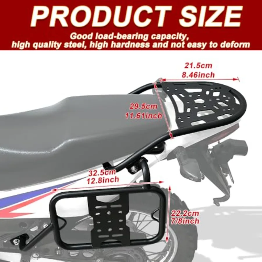 Gepäckträger hinten, kompatibel mit XR150L Motorrad 20142024, für verbesserte Frachtkapazität und Satteltaschenunterstützung, langlebiges Metall Co