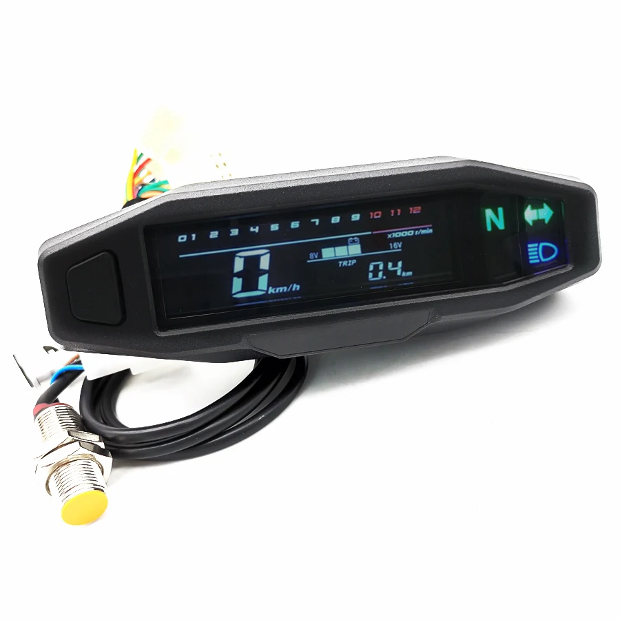 0-1200rpm Motorcycle LCD Digital Speed Meter Mini Odometer Speedometer w/ Sensor