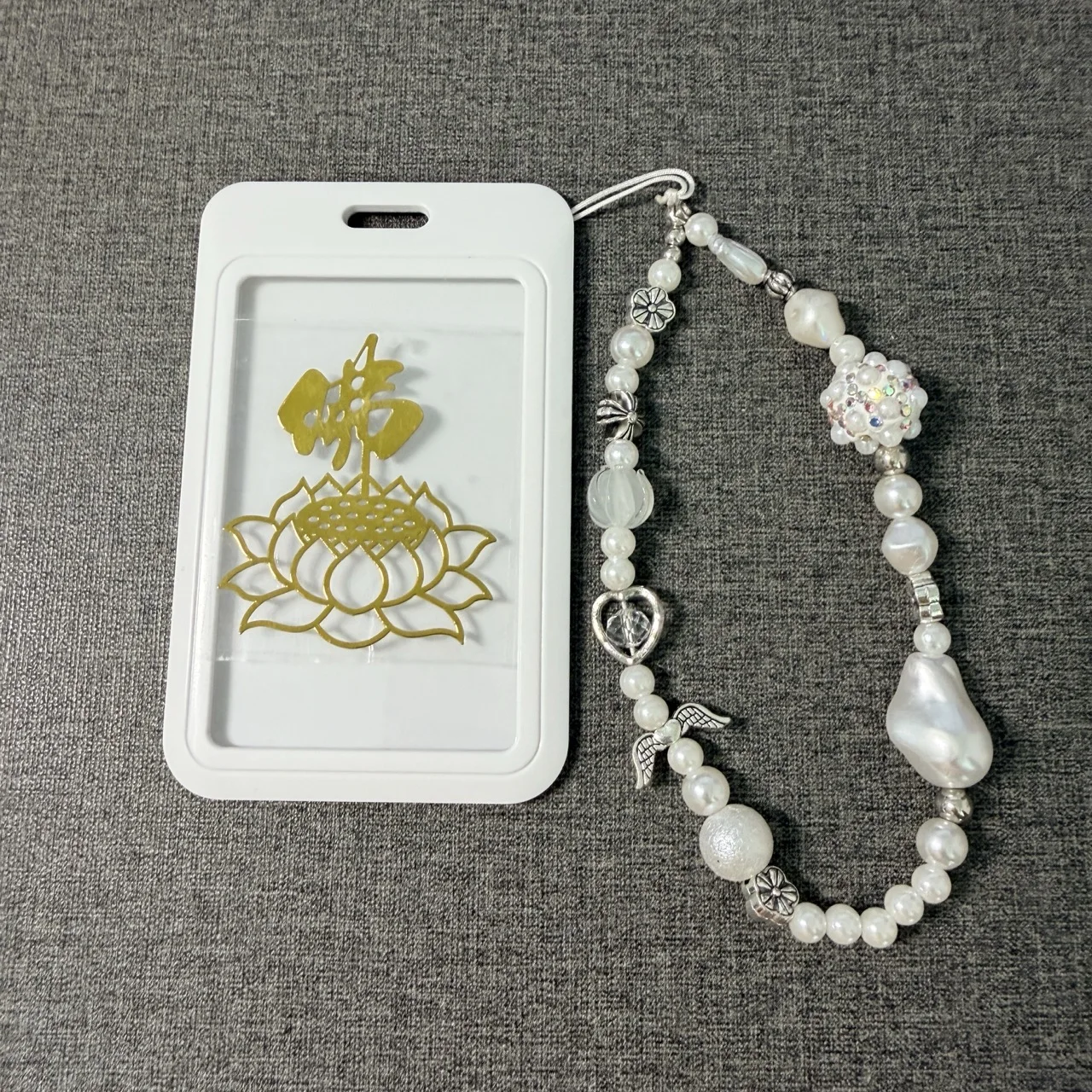 Angel Buddha Pattern Metal Phone Sticker Lanyard Anti-lost Lucky Card Holder