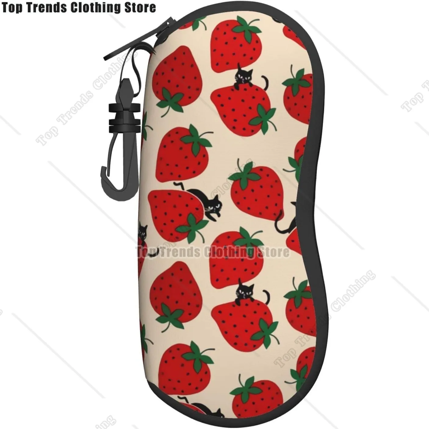 

Мягкий чехол для солнцезащитных очков Strawberry для мужчин и женщин, ультра легкий неопреновый чехол для очков на молнии, портативный чехол для очков с зажимом для ремня