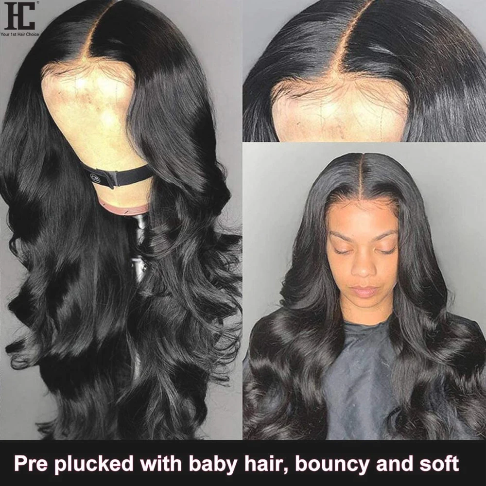 Lace Part Wig 180% Pre Plucked 13x1 Brazilian Body Wave Human Hair Lace Frontal Wig Remy 8-26 Inch Remy Lace Front Wigs