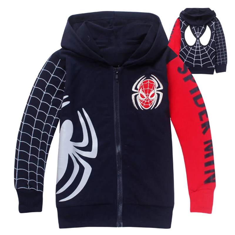 Boys Hoodies Sweatshirts Cartoon Spiderman Kids Outwear Zipper Hooded Clothes Fall 2024 New Spider man Children\'s Clothing