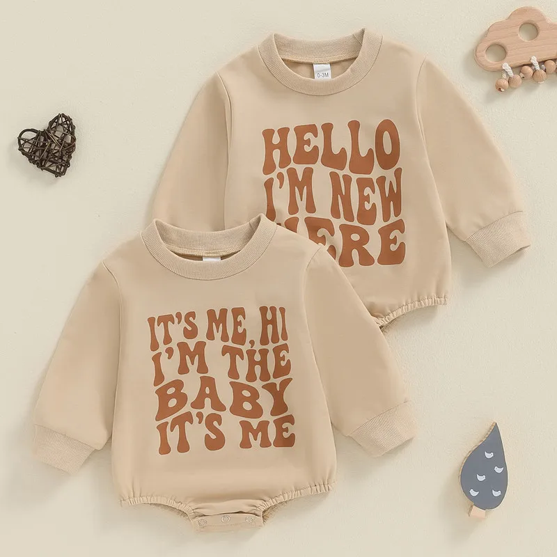 

Newborn Baby Sweatshirt Bodysuit Autumn Clothes Classic Letter Long Sleeve Round Neck Jumpsuit Baby Clothing