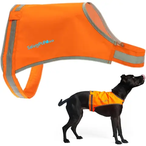 Blaze Orange Dog Vest Lite Edition: chaqueta reflectante de alta visibilidad con cobertura trasera media para caza y actividades al aire libre