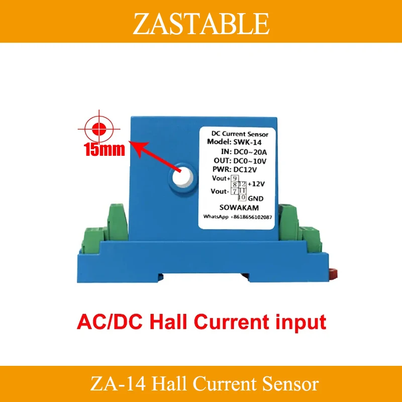 Hall Sensor do Transformador Atual Transmissor de Hall Za-k14 C.c. da C.a. 5a 10a 20a 50a 150a 420ma Saída 010v