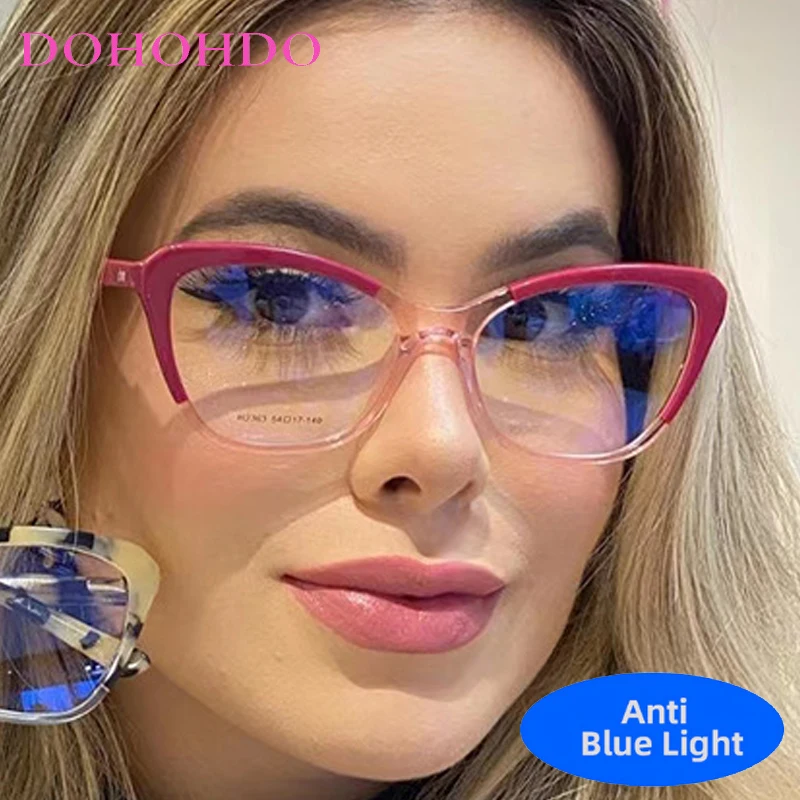 

Luxury Brand Designers Big Frame Cat Eye Blue Light Blocking Glasses Women Men Optical Spectacle Protection Computer Eyeglasses