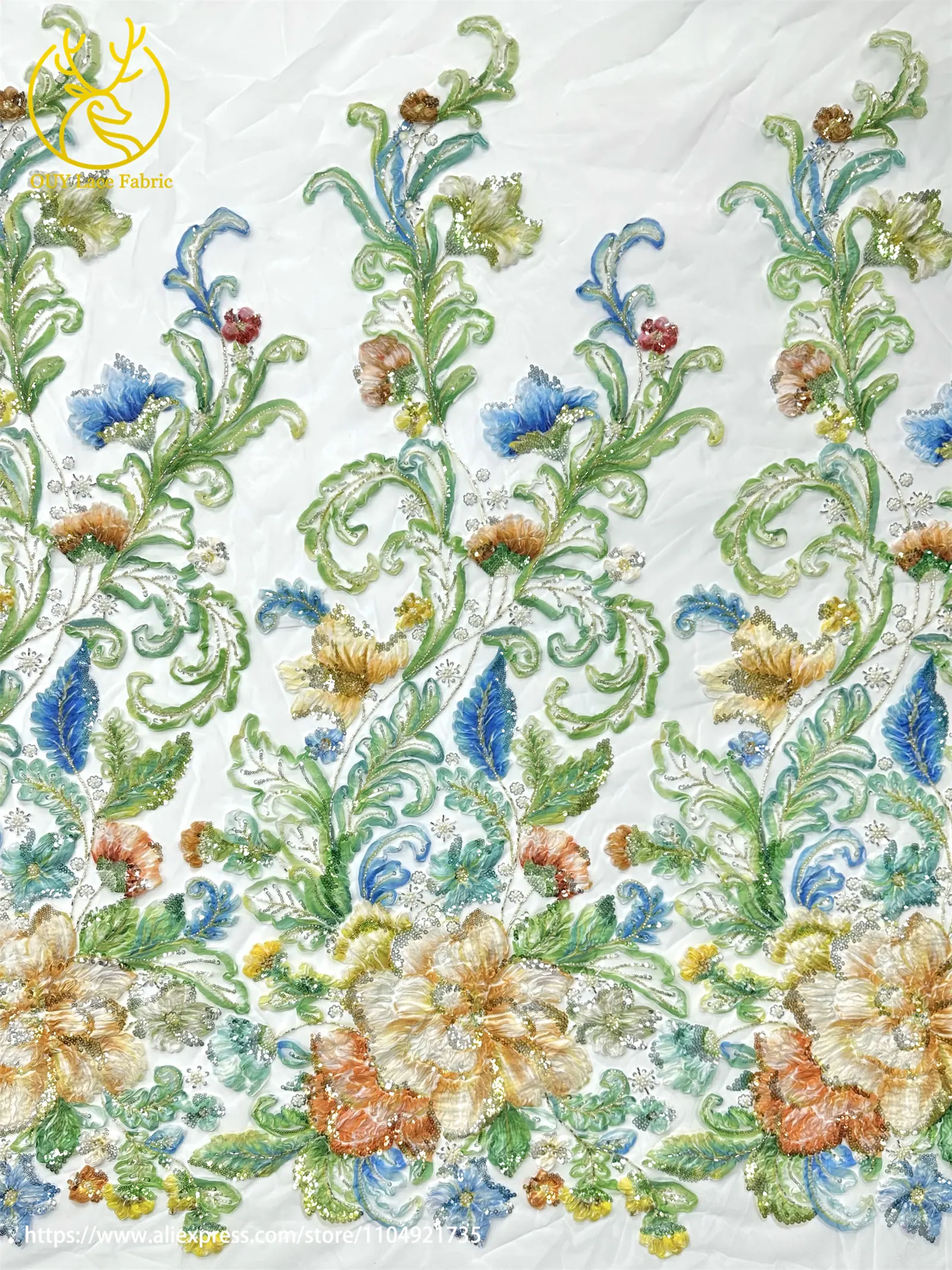 3d floral africano frisado tecido de renda 2026 de alta qualidade nigeriano francês lantejoulas renda adequado para vestidos de festa de casamento feminino