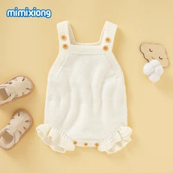 Baby Bodysuits 0-18m Solid Color Pattern Newborn Infant Knit Girls Sleeveless Onesie One Piece Toddler Outwear Coveralls Clothes