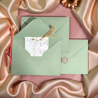 30pcs/lot 21.5x15.5cm Green Envelopes for Wedding Invitations Business High-grade 250g Paper Stationery Supplies Storage Bag