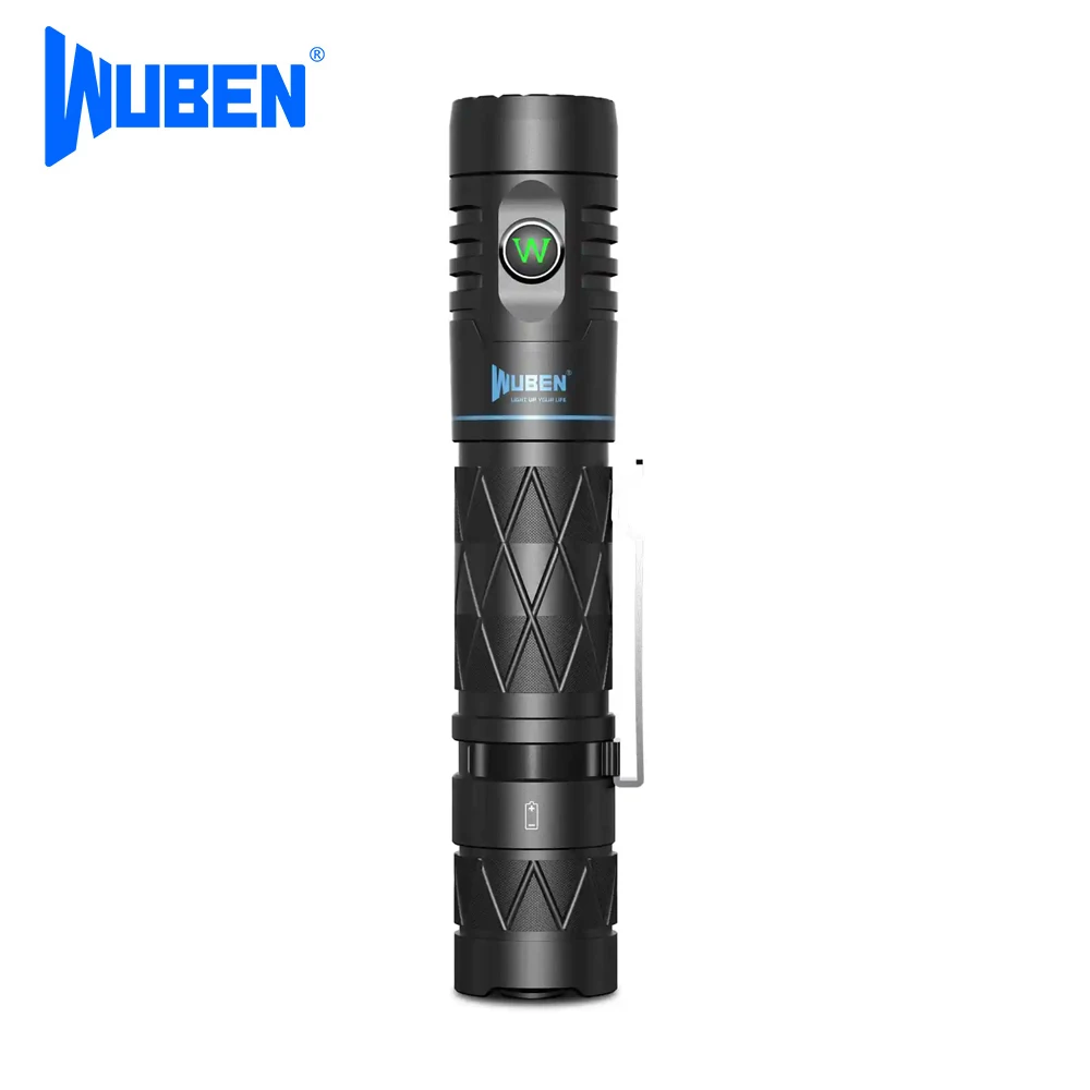 WUBEN E12R High Power LED Flashlight 1200 Lumen Type-C Rechargeable 3100mAh battery Power Bank EDC Torch