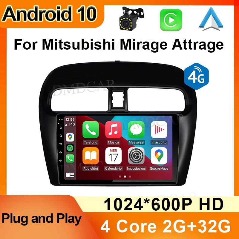 

Автомагнитола 2 Din с GPS-навигацией для Mitsubishi Mirage Attrage 2012-2019, Android 10, мультимедийный проигрыватель, видео, Carplay, 4G, Wi-Fi