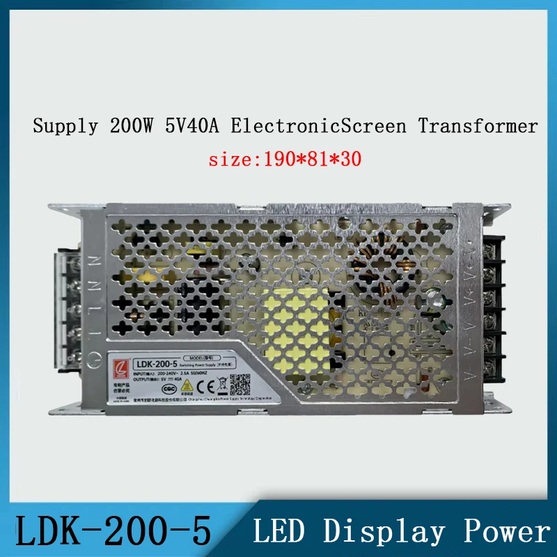 

LDK-200-5 Full Color Module LED Display Power Supply 200W 5V40A Electronic Screen Transformer Supports 240VAC Input