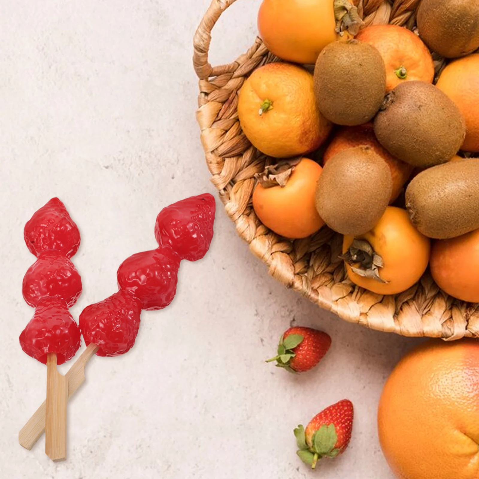 2 قطعة دعائم طعام الفراولة الاصطناعية الواقعية لطاولة المطبخ عرض ديكور الحفلات ديكور الفاكهة يختار التصوير الفوتوغرافي فو #3