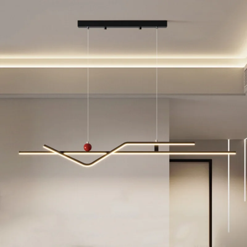

Designer style modern minimalist home dining room pendant light dining table living room dining room long aluminum hanging lamp