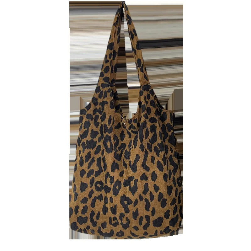 Canvas Bag Shopping Bag Kawaii Korean Casual Tote Bag Leopard Canvas Shoulder Bag for Ladies