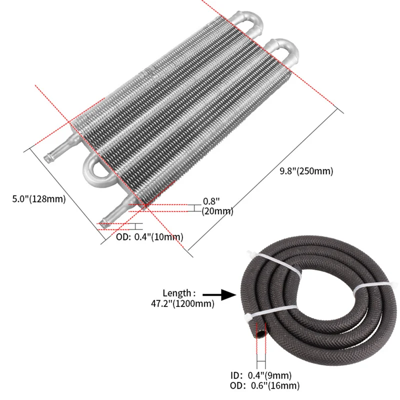 Car modification accessories, air conditioning duct belt condenser, exhaust pipe oil cooler, radiator, 4-row, 6-row, 8-row