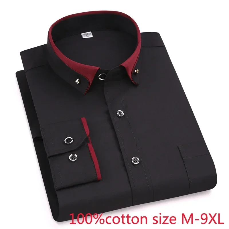 

new arrival Spring autumn men formal Extra Large Pure Cotton long sleeve Shirts high quality plus size M- 6XL 7XL 8XL 9XL