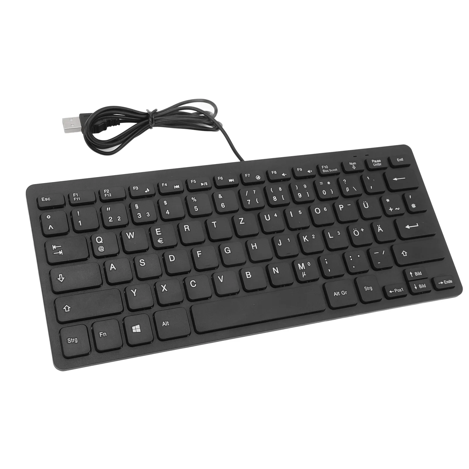 Teclado con cable USB de 78 teclas, teclado ultrafino de idioma alemán, francés y español, Plug and Play para PC, ordenadores portátiles
