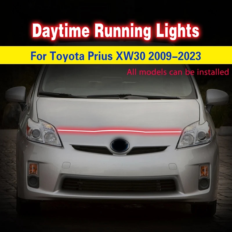 12V LED Front Fog Lamp DRL Daytime Running Lights Decorative Atmosphere Lamps Ambient Lights For Toyota Prius ZVW30 2009-2023