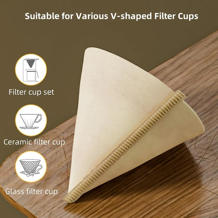 Cone Coffee Filter Disposable 50 Count Unbleached Natural Paper Filters 1-2 Cups For Pour Over and Drip Coffee Maker