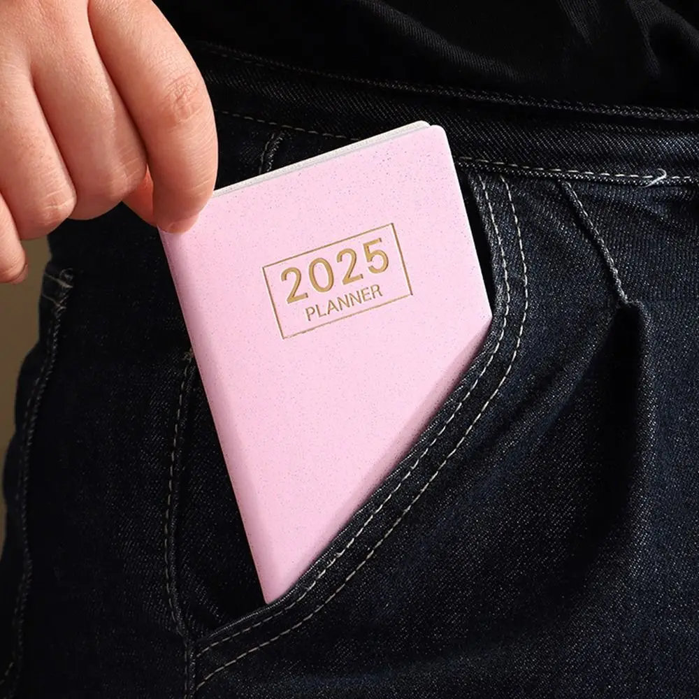 Diary Notepad Bling A7 Mini Pocket Notebook Colorful 2025 Efficiency Plan Notebook 12 Months English 365 Days Notepad School