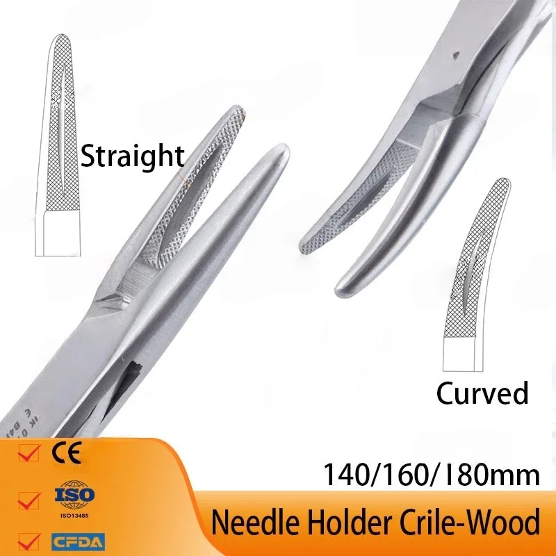 Dental Crile-Wood Needle Holder - Basic Surgical Tool With Groove for Oral & Pet Suture Procedures