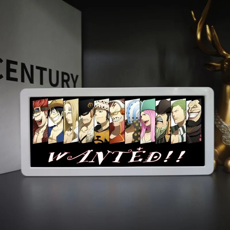 Anime One Piece Rufy Luce notturna per camera da letto Lampada da comodino Decorazioni Cartoon Zoro Pittura 2D Ornamenti di illuminazione Regalo di compleanno