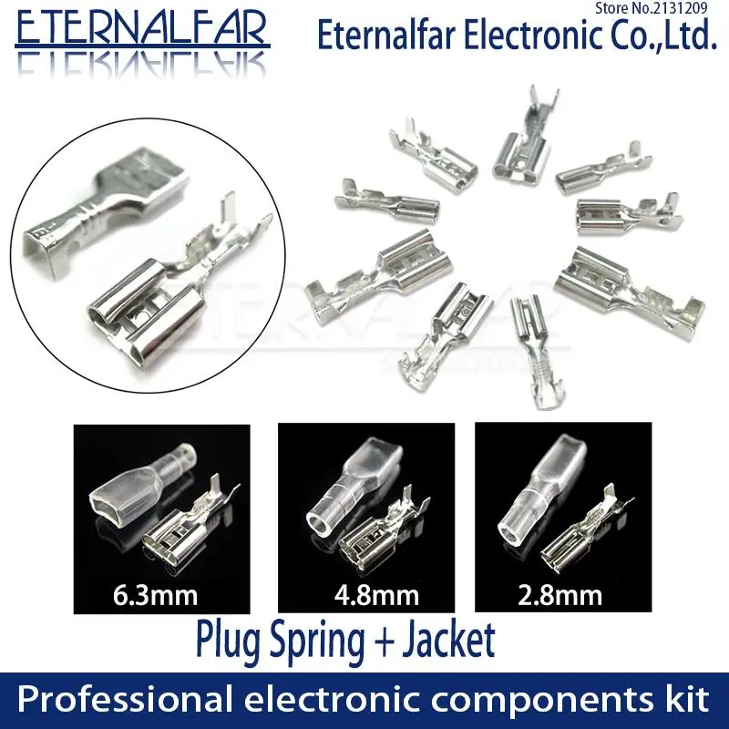 6.3mm 16A 0.75-2.5mm Switch Wire Connectors Crimp Terminals Spade Terminals With Transparent Insulating Sleeves Plug spring