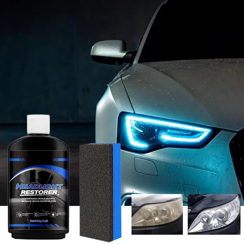 Headlight Polish Instant Renewal 120g Headlight Restorer Cleaner With Sponge Headlight Repair Polish Cleaner Brings Headlights