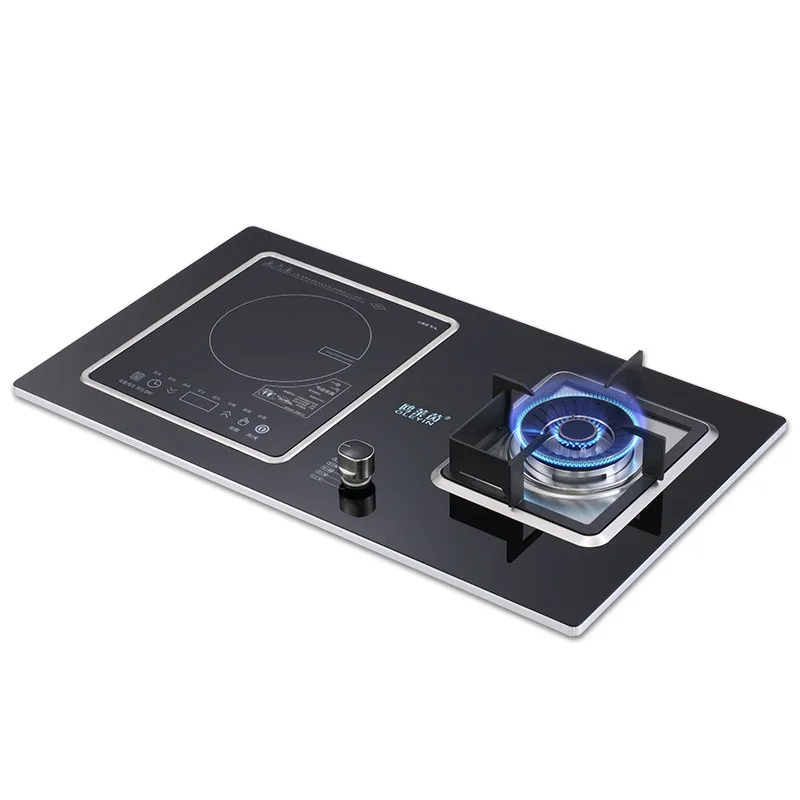 2026 Kitchen Embedded Gas Stove Induction Cooker Timing Energy-saving Fierce Stove Double Cooktop Flip-type Radiant-cooker