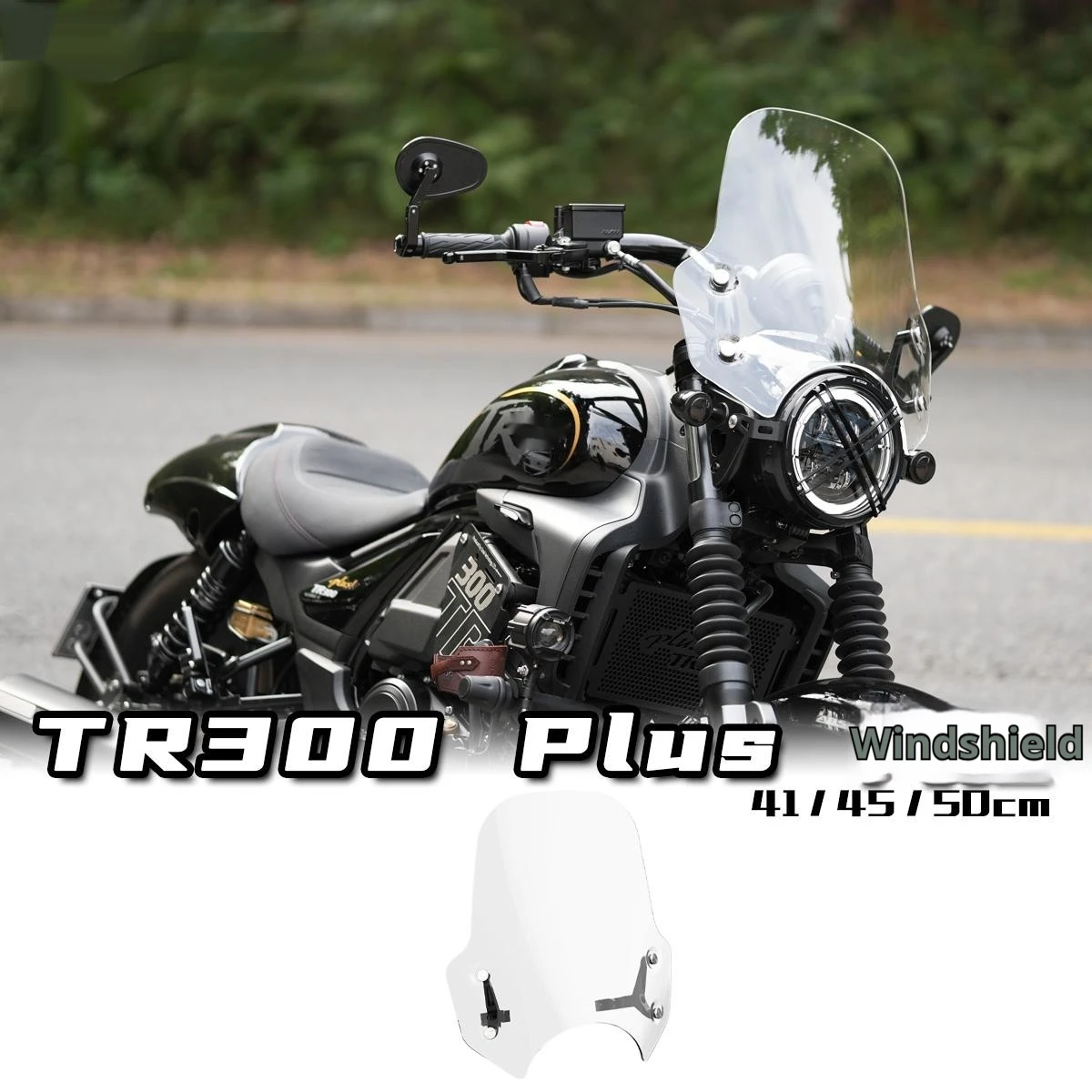 For Haojue TR300 PLUS Taller Thickened Windshield Front Smoked Clear No-Drill Accesorios Moto