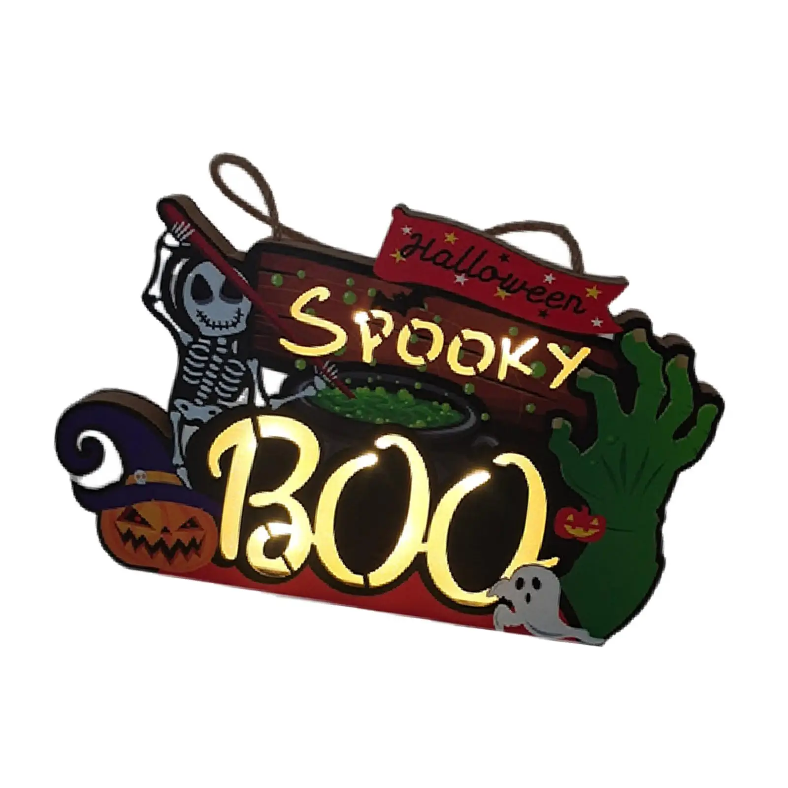 colorfulland Halloween Hanging Sign Light Decoration Front Door LED Halloween