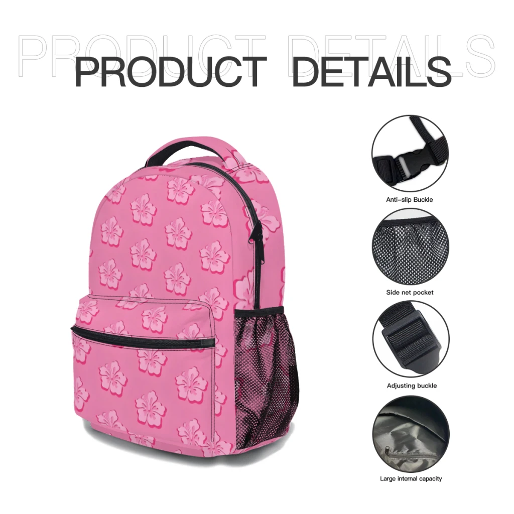 Preppy School Supplies, Aesthetic, Pink,New Female Fashion High Waterproof College Backpack Laptop Travel Book Bag 17inch